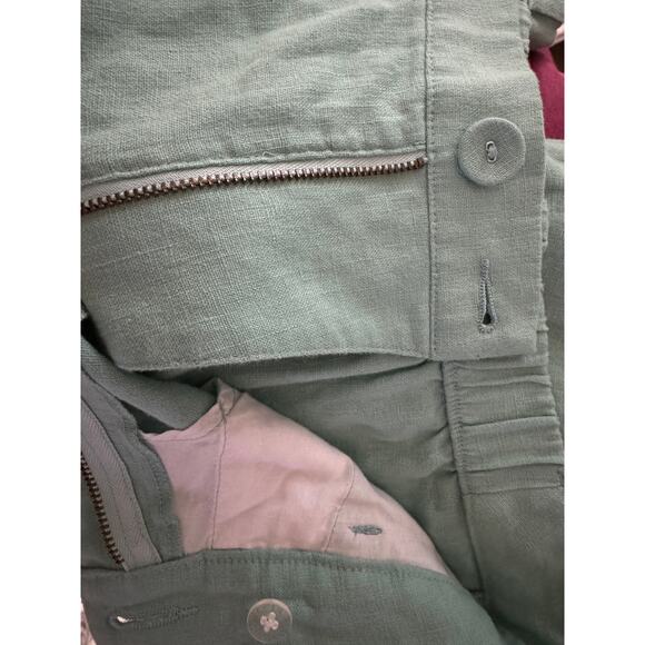 Garnet Hill | Linen Trouser Shorts in Pale Cyan | Size 2 - Picture 8 of 11
